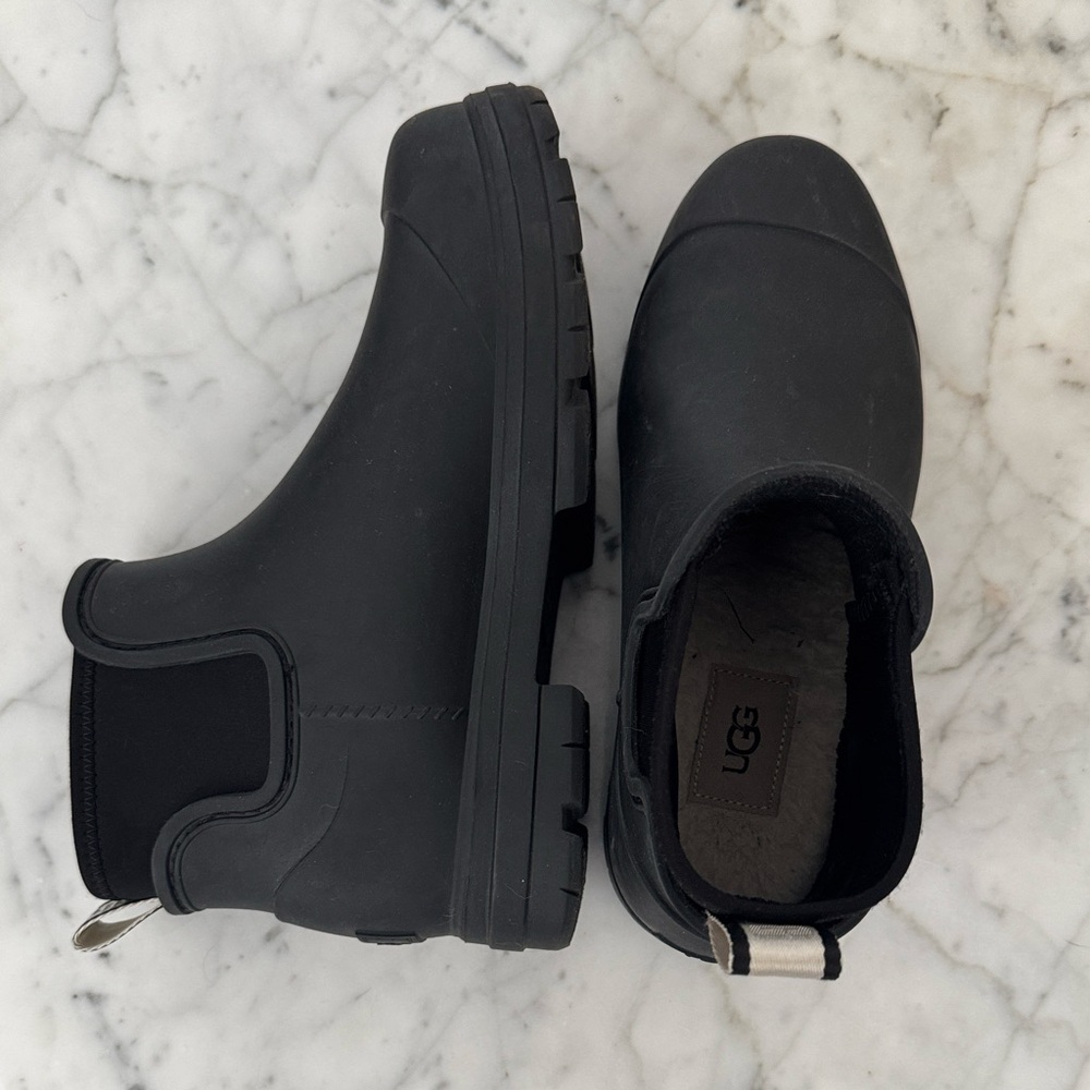 UGG Waterproof, Women’s SZ 9 Black, Slip-on Ankle Boot-Rubber w/Neoprene inset